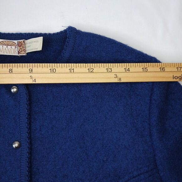 Field Manor Womens Vintage 50s Boiled Wool Blazer Sweater Sz 14 Silver Buttons - Picture 5 of 8